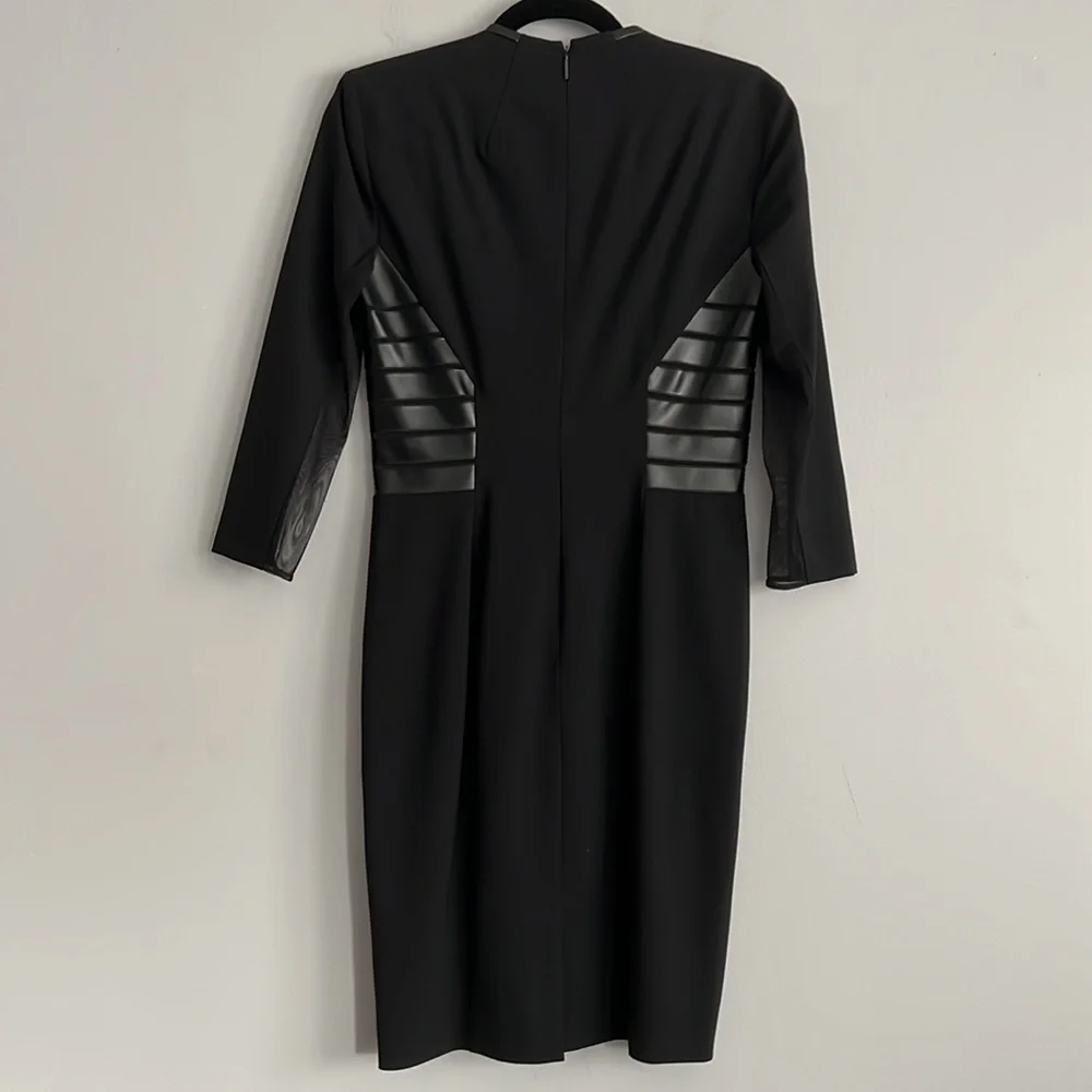 NEW VTG Rachel Roy Wool Leather Sexy Stretch Black Mini Sheath Zoe Dress 4 S 6 M - Picture 11 of 17